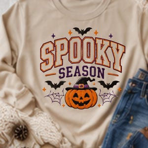 Spooky Season Sweatshirt, Halloween Sweatshirt for Women, Pumpkin Crewneck, Jack O Lantern Shirt, Cozy Fall Pullover, October Sweater