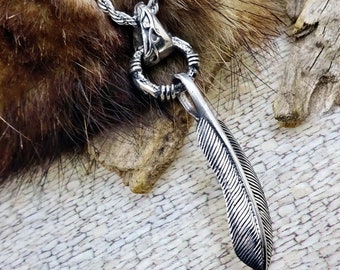 Raven Feather Pendant Sterling Silver Gift