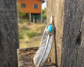 Lucky  Feather Pendant Sterling Silver