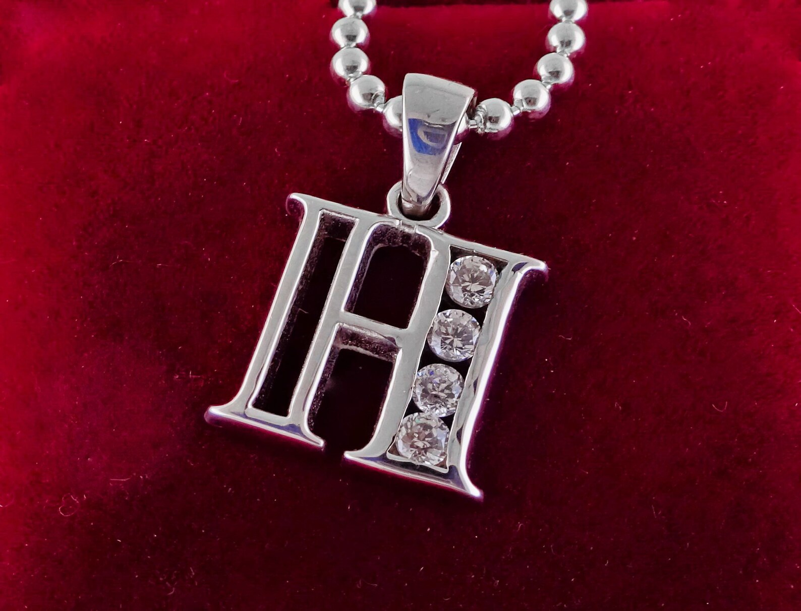 Silver Initial Letter H Necklace 925 Sterling Gift For Her Etsy