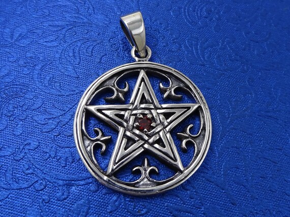 Pentagram In a Circle Pendant Sterling Silver Wiccan Pagan Gift For Her