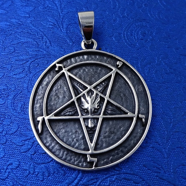 Sigil of Baphomet Inverted Pentagram Pendant Sterling Silver