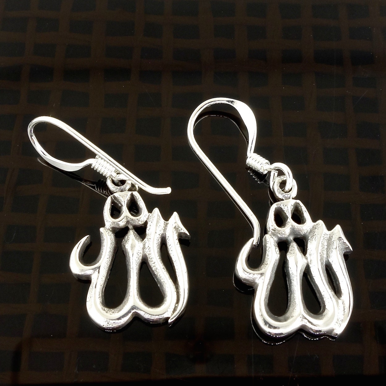 Sterling Silver Allah Earrings Muslim God in Islam Jewelry
