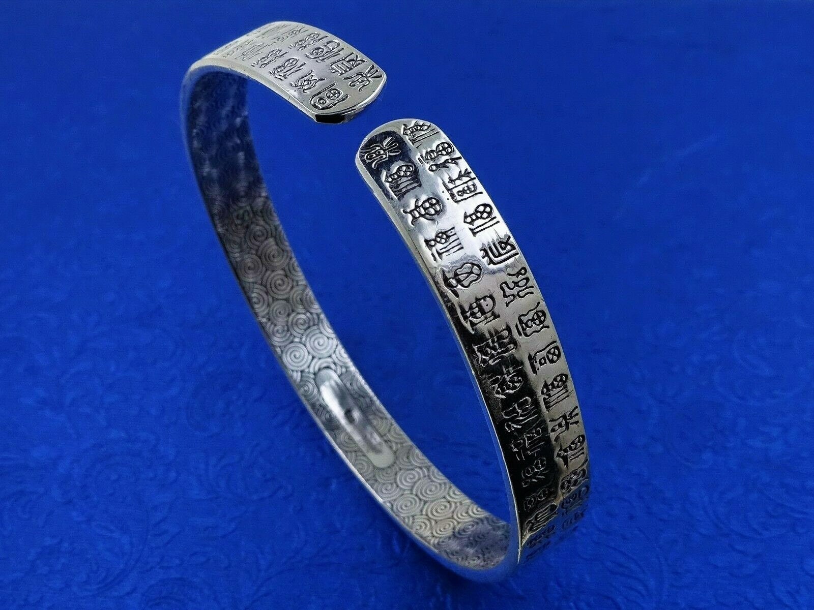 Chinese Symbols Cuff Bracelet 925 Silver Good Luck Health Gift Etsy