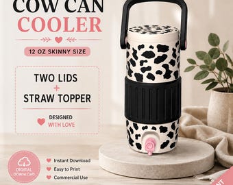 300 ml Dosenkühler STL, Kuh Print Dosenhalter 3MF, niedlicher Kuh Getränkekühler, Isolierte Dosenhülle, 3D Druckdatei