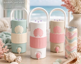 Seashell Can Cooler STL, 240 ml Slim Can Koozie 3MF, Skinny Dosenkühler, Küsten Getränkehalter, Beach Shell 3D Print File