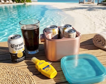 Dosenhalter STL-Datei, 4er Pack Dosenträger, Tragbarer Getränkehalter 3MF, Mini-Getränkekühler, Strand-Picknick-Organizer, 3D Druckdatei