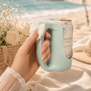 Bow Can Cooler STL File, 12 oz Standard Can Holder with Handle, Cute Soda Can Cooler, 3D Print Digital Download image 3