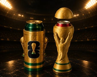 Von der Fussball-WM inspirierter Fussball Trophy Dosen-Kühler STL Bundle | Champion Cup Getränkehalter | Fußball Spieltag Koozie | Sport-Fan 3MF STL-Datei