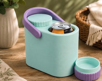 Dosenkühler STL für 12oz 355ml und 500ml Dosen Koozie Dosenhalter mit Griff Staufach 3D Print File