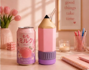16 Unzen Bleistift Dosenkühler STL, bleistiftförmiger Getränkehalter, Lehrer-Schreibtisch-Dekor, Kawaii Ästhetik, Gamer-Startup-Geschenk, 3D Druckdatei