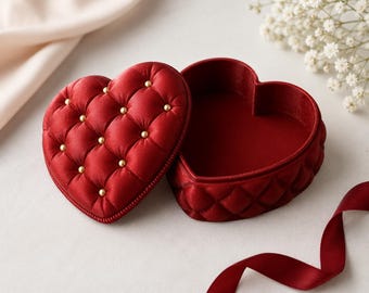 Gestepptes Herz Schmuckbox STL-Datei, Valentinstag Schmuckbox 3D Druckdatei, Kissen Herz Geschenkbox, Ringbox digitaler Download