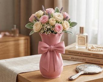 Schleifenvase STL-Datei, Ribbon Blumenvase 3D Druckmodell, niedliche dekorative Vase STL, 3MF Digital Download