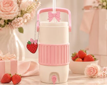 3D Printable Strawberry Bow 16 oz Can Cooler STL |  Can Holder | Tumbler Holder | Straw Topper Opener 3MF, 3mf file, stl download