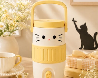 12 oz Katzendosenkühler STL Bundle, Katze Koozie mit Strohdeckel, Dosenöffner & Bonus Katze Wanddekor, 3MF Digital Download