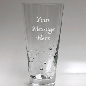 Personalised Engraved Diamante Spiral Crystal Vase Birthday Gift | Custom Message Keepsake Present for Her