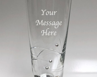 Personalised Engraved Diamante Spiral Crystal Vase Birthday Gift | Custom Message Keepsake Present for Her