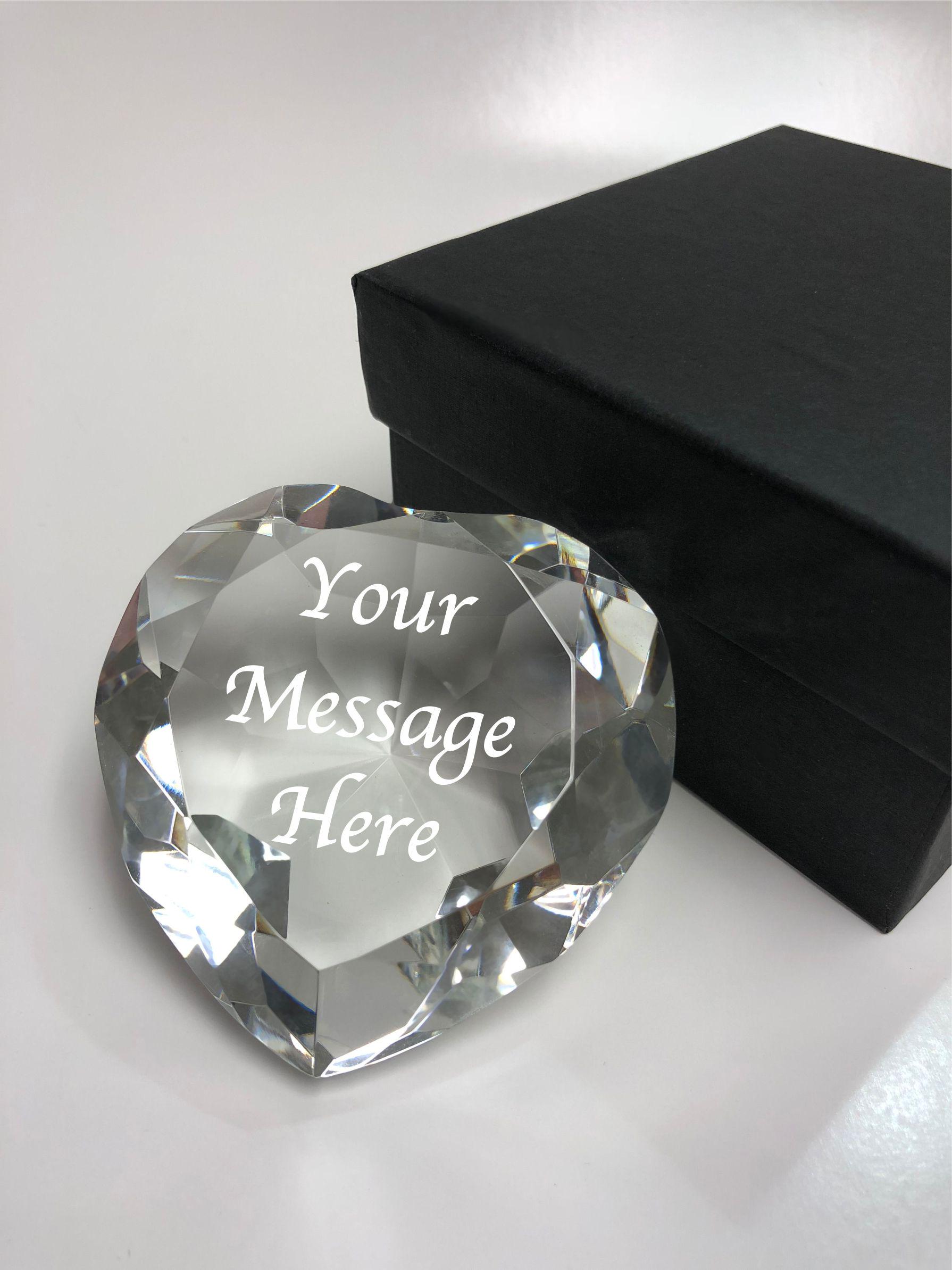 Personalised Crystal Heart Paperweight 8cm Keepsake Gift Wedding, Anniversary, Memorial or Birthday Present