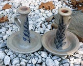 Beautiful Pair Of Vintage Stoneware Salt Glaze Candle Holders Rowe Pottery Works Wisconsin for Ethan Allen 1980 39 s