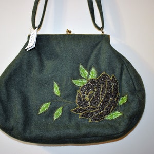 Vintage Moyna Black Beaded Mini Bag Floral Embroidery Clutch Small Handbag Moyna Beaded Floral Bags & Handbags for Women for sale | eBay main image 2