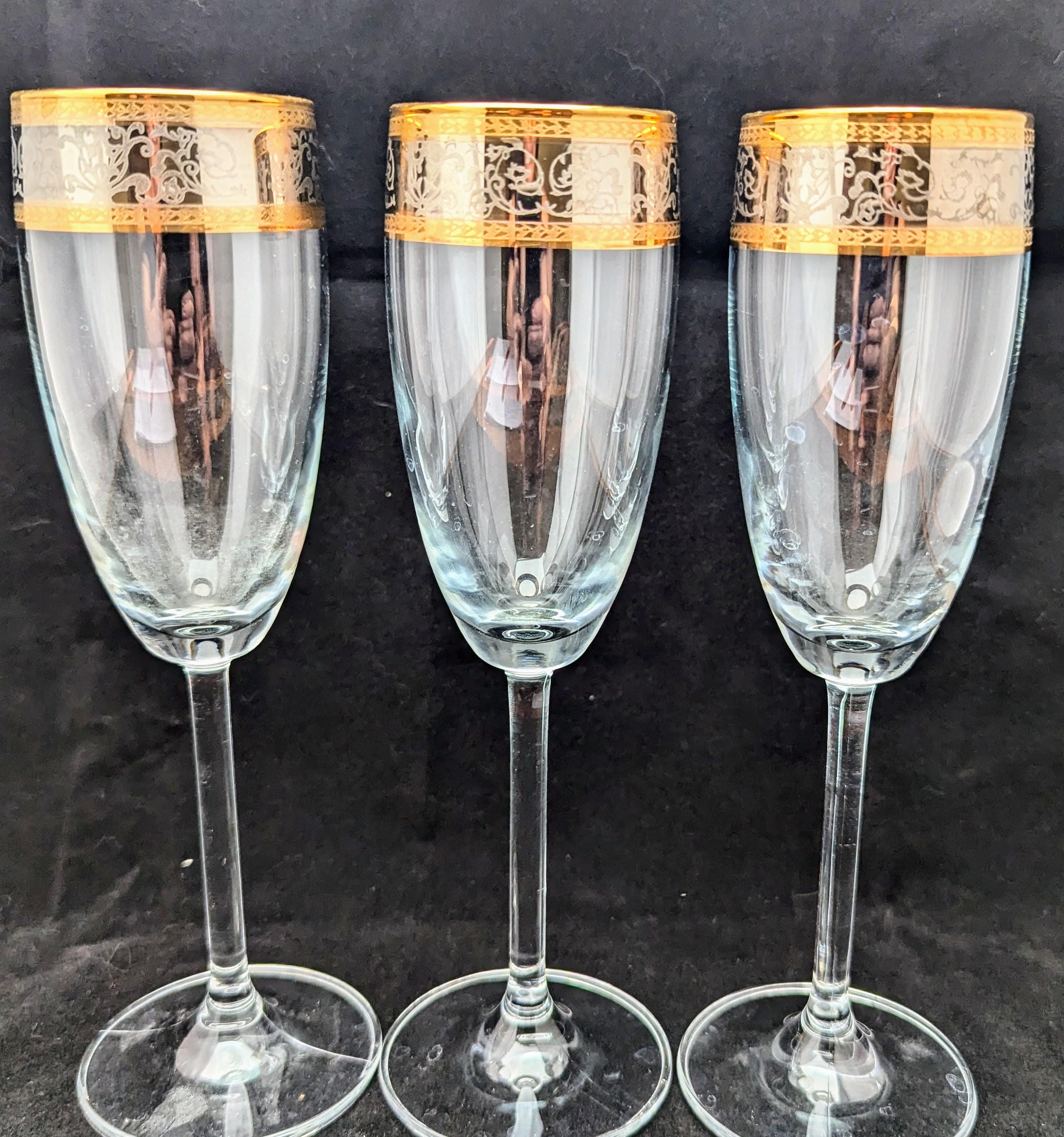 Baroque Italian 24k Gold and Platinum Crystal Champagne Flutes. - Etsy
