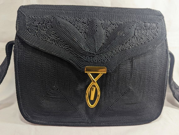 Adore Bag Co Vintage Genuine Corde Black Shoulder… - image 5