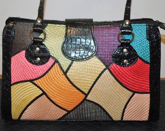 Beautiful Multi Color Fashion Pocketbook and Wallet...Handbag, Purse...Handmade!