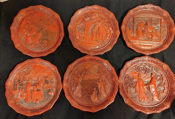 Legend of the Peacock Maiden Cinnabar Collector Plates by Royal