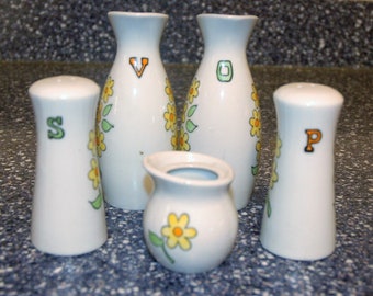 CUTE!! Vintage Oil and Vinegar, Salt and Pepper Set....1960's