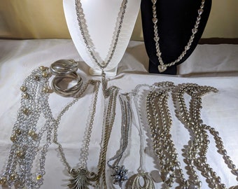 Silver Tone And Plated Vintage Costume Jewelry