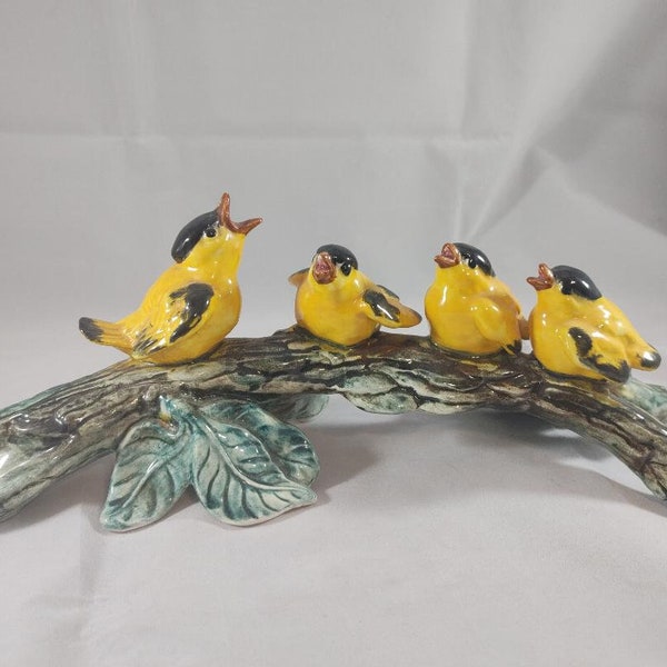 Stangle Pottery Porcelain Goldfinch Mother And Chicks Figurine...Number 3635