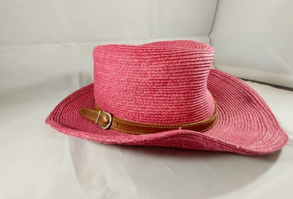 Eric Javits Raspberry Pink Straw Hat Sun Hat Gard… - image 2