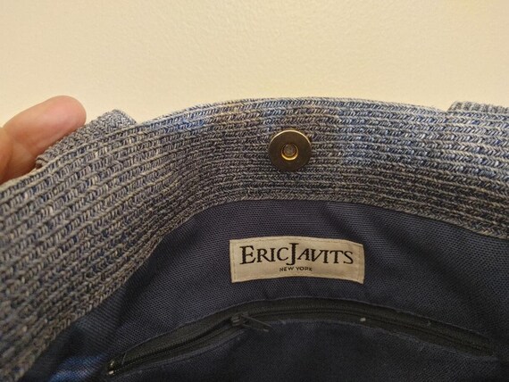 Eric Javits Woven Squishee Lined Blue Tote Handbag - image 3