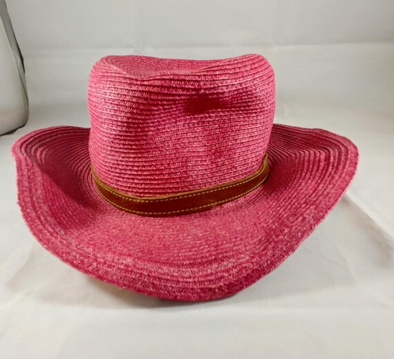 Eric Javits Raspberry Pink Straw Hat Sun Hat Gard… - image 1