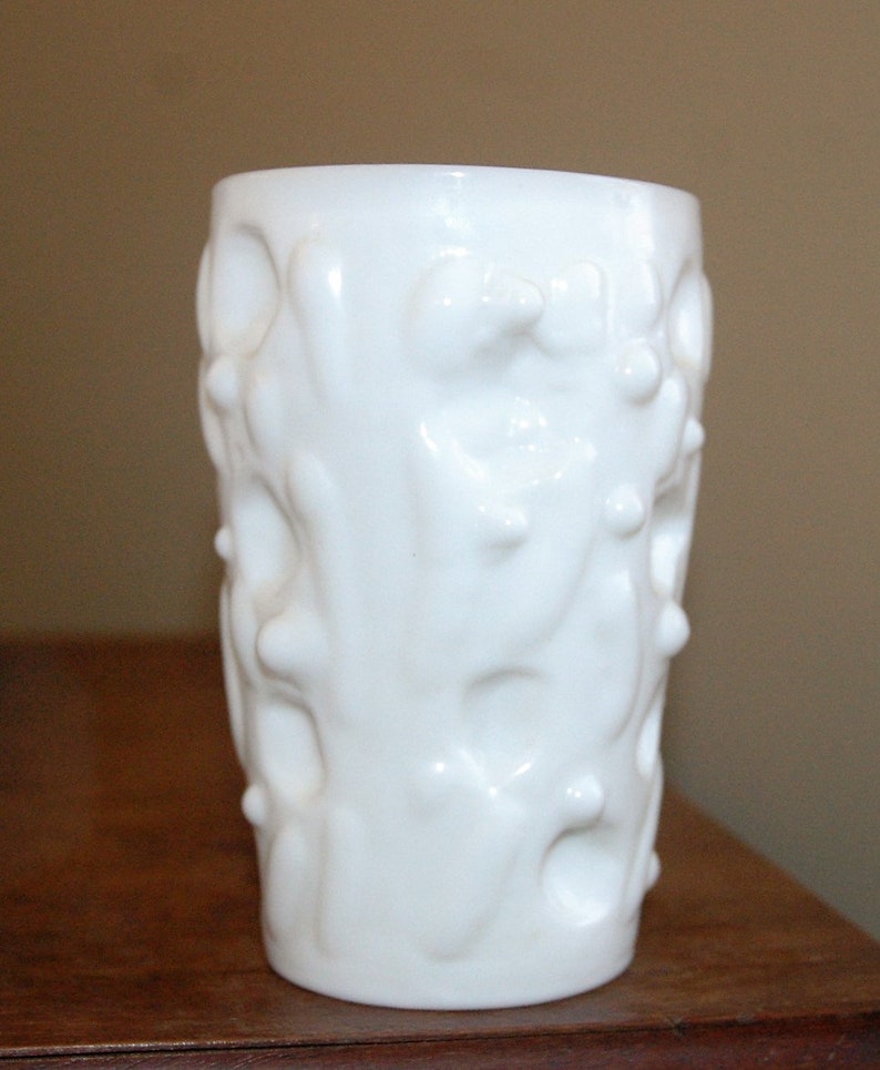 Vintage Milk Glass Pitcher With 6 Matching Glasses Etsy