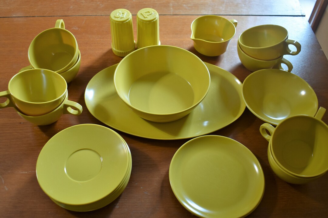 Melamine Dishes Plates Bowls Cups Saucers Tray...retro Etsy