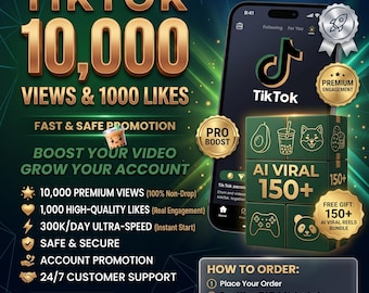 TikTok Growth Service | 10K Views + 1K Likes | Social Media Boost | Viral Engagement | Fast Delivery