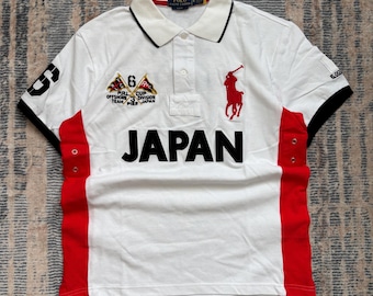 Vintage Polo Ralph Lauren Big Pony Japan Polo Shirt White Red RL