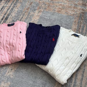 Vintage Polo Ralph Lauren Pink Cable Knit Sweater, Unisex Preppy Jumper, Classic Crewneck Pullover, Old Money Style, Vintage Knit Sweater
