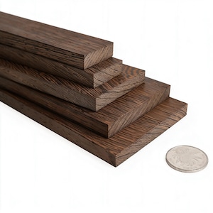 Wenge Wood Blanks Thin Sheets 0.4in, Dark Chocolate-Brown Striped Grain, Kiln-Dried Solid Timber Panels