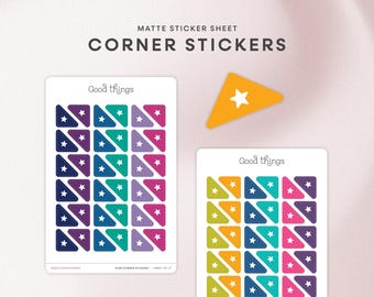 Pegatinas de calendario Corner Star / Hoja de pegatinas coloridas para agendas, calendarios y bullet journals / Pegatinas funcionales para agendas