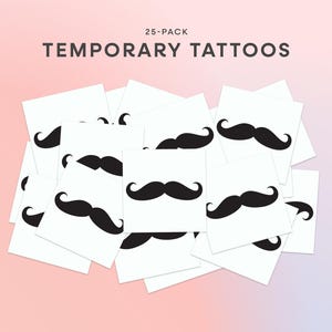 Mustache Temporary Tattoo Bulk Pack | 25 Funny Fingerstache Tattoos, Black Mustache Decals for Parties, Gag Gifts, Classroom Rewards