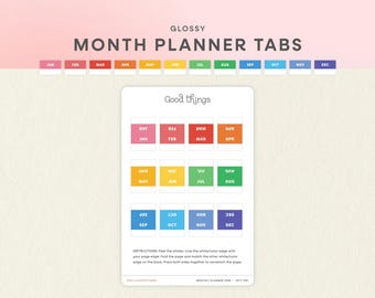 Pestañas mensuales Rainbow para planificadores / Pestañas autoadhesivas de 12 meses para planificadores, organización para TDAH, etiquetas adhesivas, pestañas de índice, meses codificados por colores
