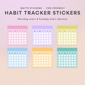 Habit Tracker Stickers | Planner Stickers for Daily & Monthly Habit Tracking, Goal Setting for Planner, Bullet Journal | 6 Month Tracker
