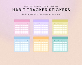 Pegatinas de seguimiento de hábitos/Pegatinas de planificador para seguimiento diario y mensual de hábitos, establecimiento de objetivos para planificador, Bullet Journal/Seguimiento de 6 meses