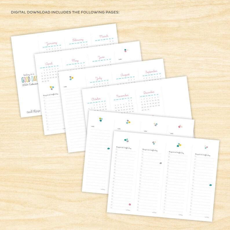 2024 Bookmark Calendar printable Digital Download Today is a Good Day