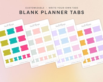 Pestañas en blanco para planificadores / Pegatinas personalizables para planificadores o diarios / Pestañas coloridas para planificadores, diarios, organizadores y agendas