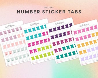 Number Sticker Tabs | Index Tabs, Page Divider Tabs, Planner Tabs | 1–10 Numbered Tabs | Mini Index Tabs for Planners, Journals, Organizers