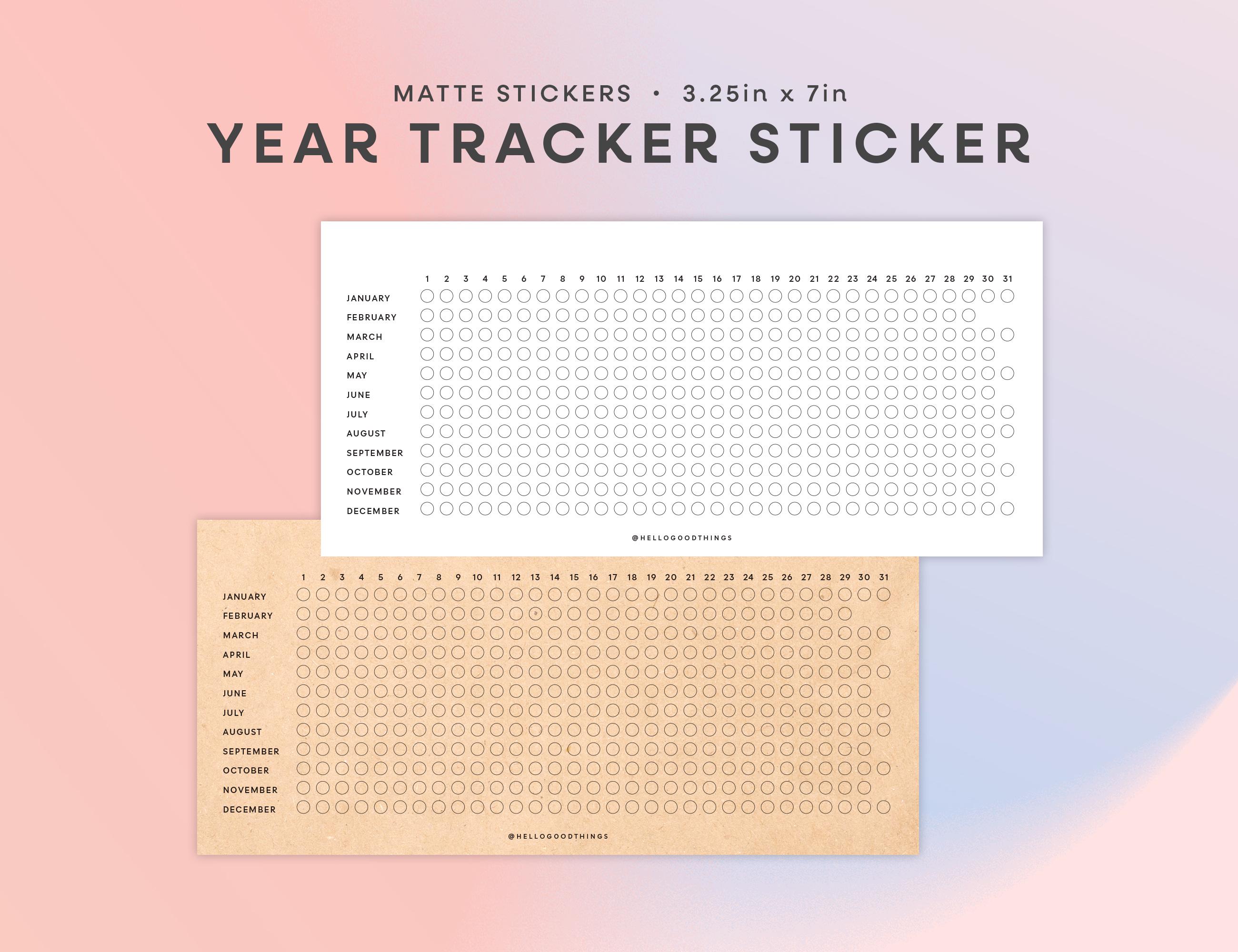 Year Tracker Sticker | Horizontal Year Tracker | Slim Year at a Glance ...