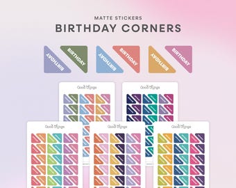 Hörnklistermärken för födelsedagar | Färgglada ark med kalenderklistermärken för anteckningar, kalender och bullet journals | Funktionella etiketter för kalenderklistermärken